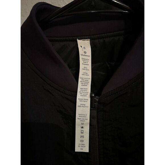 Lululemon Non Stop Shell Black Full Zip Bomber Jacket Sz 4 Women’s - Picture 3 of 7